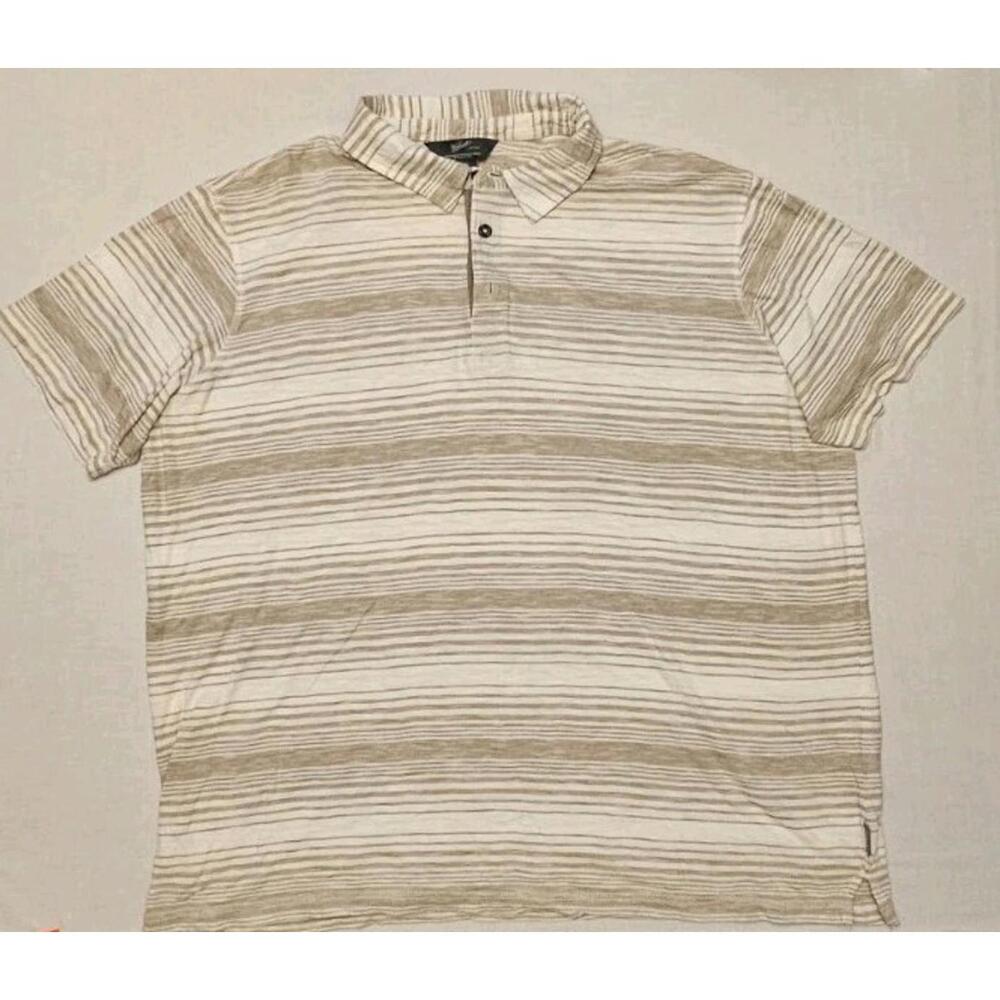 Vintage Woolrich Shirt Men 2XL Beige Cotton Golf Polo Soft Casual Resort